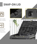 120-Gallon Garden Compost Bin with snap-on lid, BPA-free, black, used for composting in backyard, showing lid attachment and vents