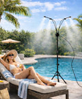 Outdoor Misting System with Adjustable Stand and 360° Flexible Hose Ultra Fine 0.5mm Nozzles for patio cooling by poolside