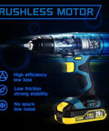 Brushless Cordless Drill Kit With 20V LiIon Power Two 2Ah Batteries 530 InLbs Torque Half Inch Keyless Chuck display