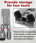 Close-up of Wall Mounted Vacuum Docking Station for Dyson V10 Cordless Vacuum Accessories Holder showing tool storage features.