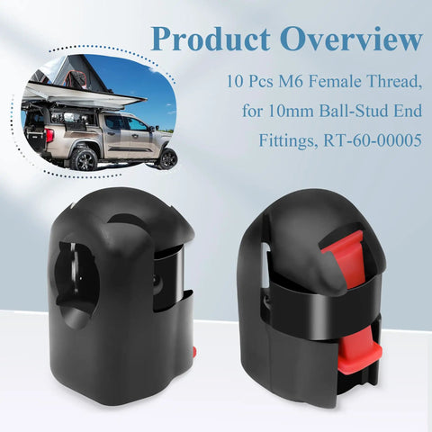 10 Pcs M6 Female Thread Gas Spring End Fittings For 10mm Ball Stud Grab-And-Go Strut Accessories, Easy Install, Fits Most Gas Springs With M6 Threads, Durable High Quality Hardware on truck canopy strut