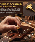 Close-up of hand installing Top Tier Brass Guitar Roller String Retainers Fit Electric Guitars Perfectly for tuning stability.