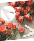 Rose Thorn Remover Tool And Leaf Stripper For Roses Burrs Removal For Gardening DIY Floral Art Home And Flower Shop Use Easy Thorn Cleanup And Pruning, white plastic tool with rose stems