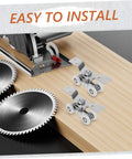 2 Pack Stainless Steel Sliding Door Pulleys With Silent Nylon Rollers on wooden board, showing easy installation