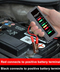 12V Car Battery And Alternator Tester With Automotive Load Indicator For Quick Battery Health Check And Auto Electrical System Diagnostic Portable Handheld Battery Health Meter For DIY Mechanics And Car Enthusiasts connected to car battery