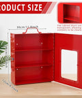 Wall Mount First Aid Cabinet With Three Shelves, Key Lock And Handle Lock, Visible Acrylic Door, open view showing interior shelves