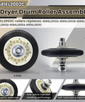 No Fuss Heavy Duty Dryer Roller Kit Replacement showing 4581EL2002C roller, 3.03in wide, self-lubricating bearing