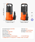 Rock Solid Submersible Water Pump 1 Horsepower 4300 Gallons Per Hour with accessories for quick water removal.