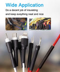 Image of Dual Wall Adhesive Heat Shrink Tubing Kit in use with wires, showcasing insulating capabilities for neat DIY projects.