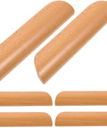 Semicircle Solid Wood Cabinet Handles Set Of 6 64mm Beech Drawer Pulls For Kitchen Wardrobe And Dresser laid out in a row