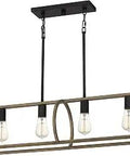 Oakmore 4 Light Grey Ash Chandelier With Durable Steel Frame, Farmhouse Rustic Industrial Lighting, open cylindrical design