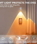 Sthalaxis LED Wall Lights Rechargeable Wall Sconce Magnetic 360°Rotating and Dimmable,Remote & Touch 3 Color Temps Cordless Lights for Reading Bedside (Black) illuminating a soft light in a cozy interior.