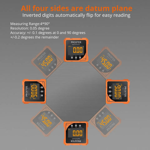 Top Notch Rechargeable Digital Angle Finder With Twin Laser Alignment And Rock Solid Magnetic Base For Carpenters And DIY Hustlers Demanding Dead On Precision On Every Tight Job Site showing multiple angles and easy reading.