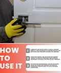 Person using graphite lubricant powder on door handle as part of the Graphite Lubricant Powder Bundle With Microfiber Cloth For Metal Wood Plastic And Rubber Extra Fine Dry Lubricant Odorless And Non Toxic Year Round Protection 0.21 Oz Per Bottle 3 Item Set