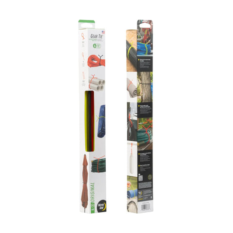 Packaging of Reusable Rubber Twist Ties Pro Pack Six Pack 18 Inch Assorted Colors for DIY and cable organization