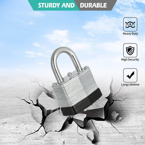 Beefy Keyed Alike Nickel Plated Padlocks Set of 12, Heavy Duty Locks for Storage Units, Sheds, Garages and Fences, 1 Inch Shackle