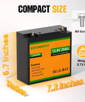 12V 20Ah LiFePO4 Battery With BMS For Fish Finder, Ham Radio, Solar System And Outdoor Camping, Deep Cycle Rechargeable Power size chart