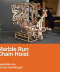 Marble Run Chain Hoist Model Kit For Adults, 3D Puzzle And Mechanical Engineering Hobby Set, wooden marble run with chain lift, loops and tracks