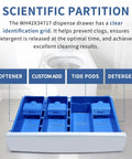 Dispenser Drawer Assembly For Front Load Washer Replaces WH42X34717 White Durable ABS Plastic With Smooth Sliding Fit Compatible With Matching Replacement Parts WH42X34191 And Related Models, blue 4-compartment washer drawer