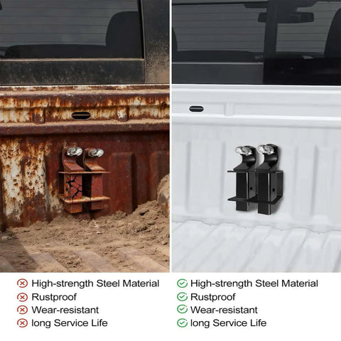 Before and after comparison of Heavy Duty Trailer Hitch Storage Rack Hella Sturdy Steel Wall Organizer for hitches.