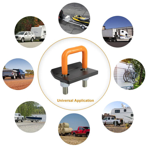 Heavy Duty Hitch Tightener For 1.25 In And 2 In Hitches With Anti Rattle Stabilizer Beefed Up Rubber Coated U Bolt Reduces Movement On Cargo Carriers And Bike Racks All Weather Rustproof Orange 1 Pack shown with universal application