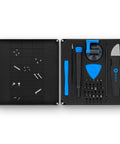 All In One Electronics Repair Kit With 16 Precision Bits And Magnetic Screwdriver in foam case, with pry tools and accessories.