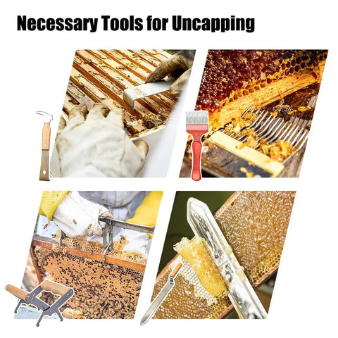 Beekeeping Starter Kit For Beginners 24 Piece Tool Set with hive tools, veil, gloves for uncapping and frame extraction.