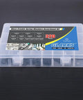 Carbon Steel Compression Type Wavy Crinkle Spring Washers 320 Piece Assortment Kit in clear plastic box with label visible