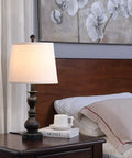 Resin Table Lamp Set Of 2 With USB Ports For Bedroom And Living Room Plug In Bedside Lamps White Fabric Shade Black Base 22 Inch