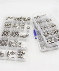 Stainless Steel Bearing Balls Kit With 15 Sizes Ranging From 3 To 25 Millimeters And Inch Sizes From One Eighth To One Half Inch Precision Balls 2 To 100 Pieces Durable Rust Resistant For Bearings Machinery And Gearhead Friendly DIY Projects in organizer case