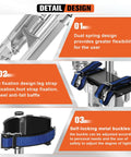 Close-up of dual spring design and metal buckles on 18 To 30 Inch Aluminum Drywall Stilts For Sheetrock, Drop Ceiling, Painting And Wall Work, Adjustable Height Painter Stilts With Beefy Heavy Duty Load