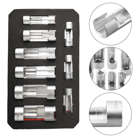 Line Socket Set Pro Grade 10mm To 22mm For Fuel Lines And Brake Pipes Nut Removal Tool Kit Chrome Vanadium Steel sockets