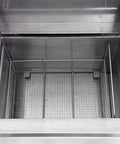 Interior view of Techtongda 61L Industrial Ultrasonic Cleaner Machine with stainless steel tank and mesh basket.