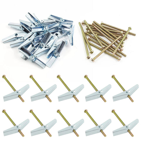 20 Pieces M3 Toggle Bolts And Wing Nuts Kit For Drywall Hanging Heavy Duty Wall Anchors And Screws Zinc Plated Carbon Steel