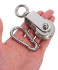 Heavy Duty Stainless Steel Cable Pulley System With Dual Bearings For Wire Rope, Smooth Operation, Hanging Track Roller For Industrial And Home Use, Built Tough, Low Friction Performance, Easy Install And Durable Construction, with carabiner