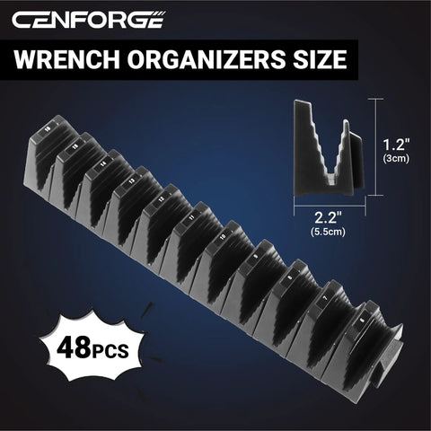 48 Piece Magnetic Wrench Organizer For Tool Box Drawer Wrench Holder With Metric And SAE Labels Modular Layout For Quick Grab And Go Access Space Saving Wrench Tray For Mechanics And Home Garage