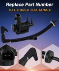 Heavy Duty 4WD Vacuum Solenoid Valve And Check Hose Kit Upgrades Your Ford F-150 Expedition Or Lincoln Navigator With Super Reliable Copper Coils And Tough PA66 Materials For Perfect Performance. black solenoid valve and hose kit, replacement part 7L1Z-9H465-B
