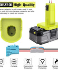 Ryobi 18V Battery Adapter For Power Wheels And DIY RC Cars with attached wire harness and connectors, highlighting safety features.