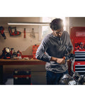 Man using Ratcheting Wrench Set Metric 11 Piece 72 Tooth Box End Quick Engagement 15 Degree Offset Chrome Finish in workshop