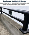 Reinforced double-rail design of Top Shelf Weatherproof Aluminum Rooftop Deck Railing Kit for added family privacy.