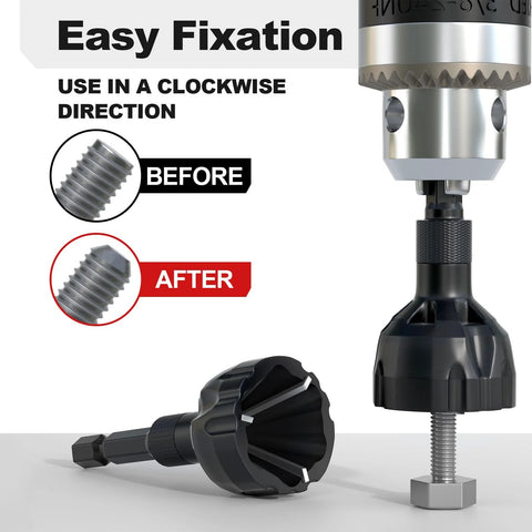 Installed view of LATTHANT deburring external chamfer tool with tungsten carbide blade and hex shank, 2-pack
