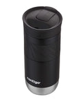 Lockdown Seal Double Wall Vacuum Insulated Stainless Steel Travel Mug Keeps Your Brew Piping Hot Six Hours And Ice Cold Twelve Hours For Daily Grinds 16 Oz Licorice Ergonomic Textured Handle Zero Spill Action Grab And Go, top view.