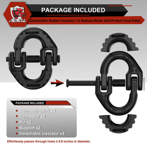 2 Pack Half Inch Safety Chain Connector Link With G80 Hammerlock Tow Hitch Coupling Package Details