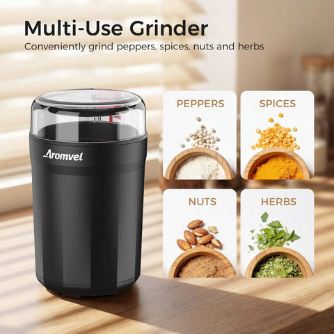 One Touch Coffee Grinder With Stainless Steel Blades For Beans Spices And Dry Grinding Adjustable Coarse To Fine