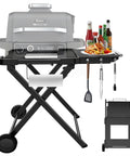 Heavy Duty Foldable Outdoor Grill Stand With Wide Ninja Woodfire And Blackstone Compatibility Sturdy Table shown with grill