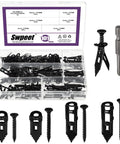 DIY 201-Piece Drywall Self-Drilling Anchors And Screws Kit With Drill Bit, Zinc Plated Black, 4 Sizes in storage box
