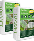 Ultra Fine Garden Netting 2 Pack 10x33Ft Insect Barrier packaging showing mesh sheets for protecting crops.