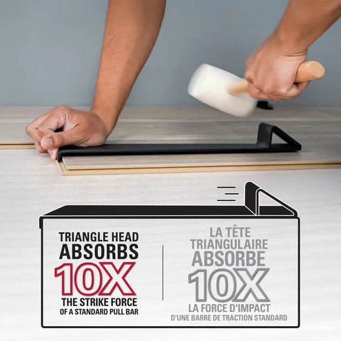 Maverick Wide Angle Pull Bar for Vinyl Laminate and Wood Flooring Installations Triangular Head Absorbs 10x Strike Force