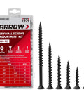 Drywall Screws Assortment Kit, 320 Piece Black Coated Wood Screws Set In Sizes Six And Eight with different screw lengths