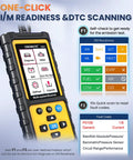 Display of OBD2 Scanner For ABS SRS And Transmission With Full OBDII Functions showing menu and quick scan options